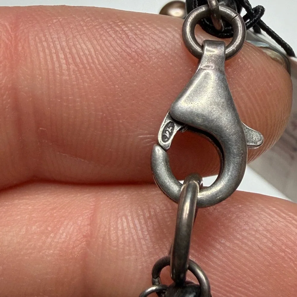 PEYOTE BIRD Free Spirit Bracelet Black Leather Sterling Silver Women's OS NEW